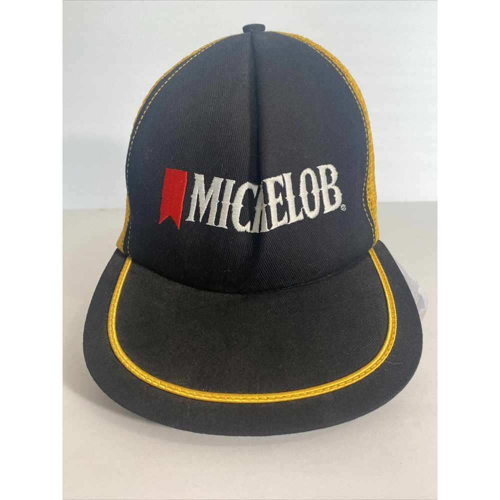 Vtg Michelob stylemaster gold black snap back hat